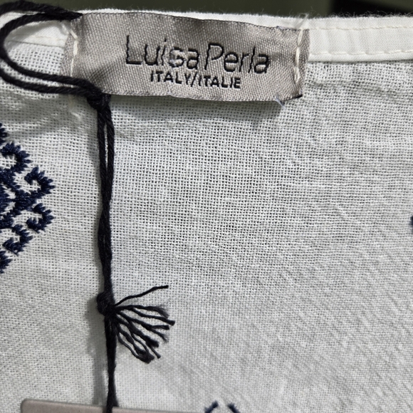 Luisa Perla Linen/Blend Beach Cover Up Puff Sleeves OS - Picture 7 of 8